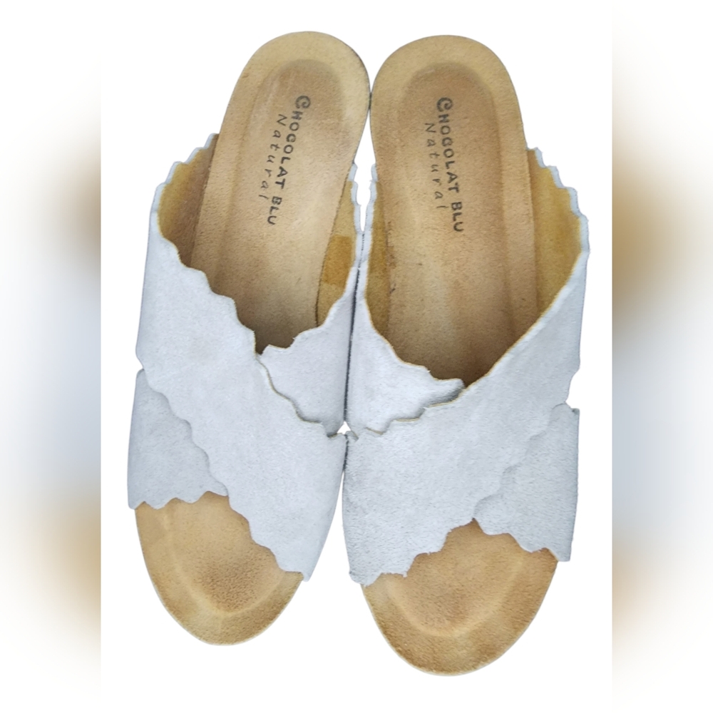 Chocolat Blu Natural Wedge Cross Strap Sandals, Womens 39 EU (8-8.5 US) - Picture 4 of 11
